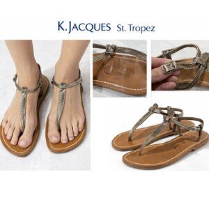 K.Jacques St Tropez Leather Strappy Sandals Gladiator Flat Brown EU 40